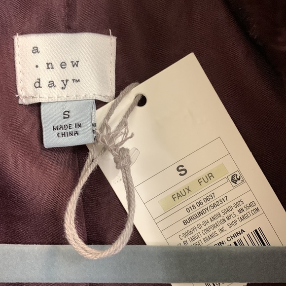 A New Day Burgundy Faux Fur Jacket - Picture 4 of 5